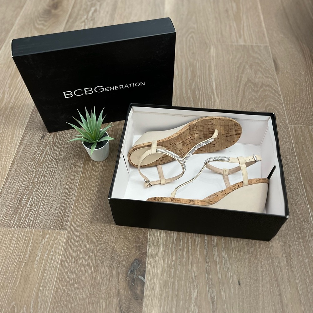 BCBG Nude Wedges